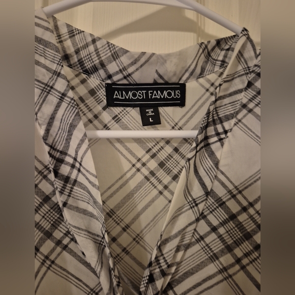 August Silk Women's Black and White Plaid Top - Picture 2 of 5